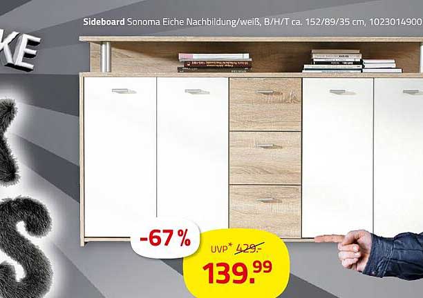 Sideboard Sonoma Eiche Nachbildung/weiß