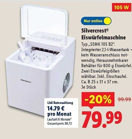 Silvercrest® Eiswürfelmaschine Typ „SEMK 105 B2“