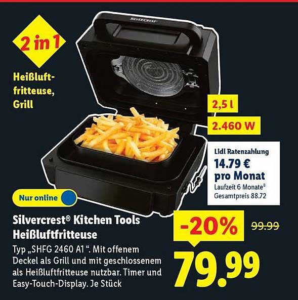 Silvercrest® Kitchen Tools Heißluftfritteuse, Grill