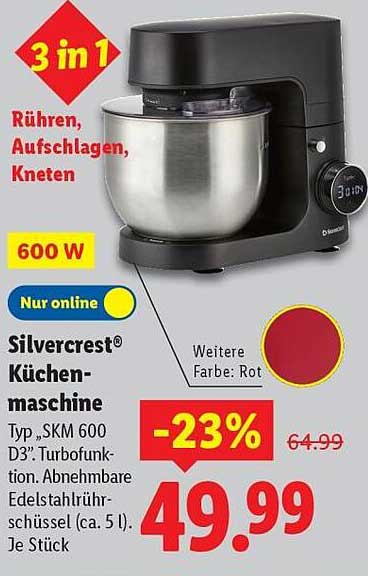 Silvercrest® Küchenmaschine Typ „SKM 600 D3”