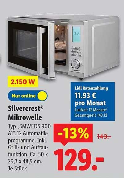 Silvercrest® Mikrowelle Typ „SMWEDS 900 A1“
