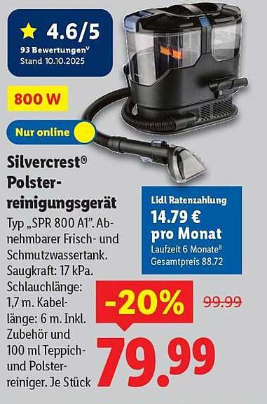 Silvercrest® Polsterreinigungsgerät Typ „SPR 800 A1“