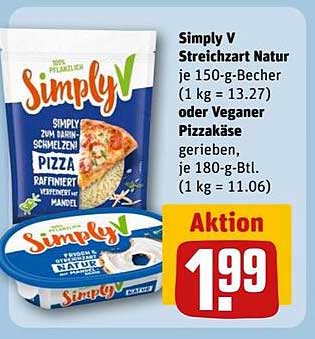 Simply V Streichzart Natur oder Veganer Pizzakäse