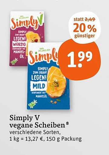 Simply V vegane Scheiben, verschiedene Sorten