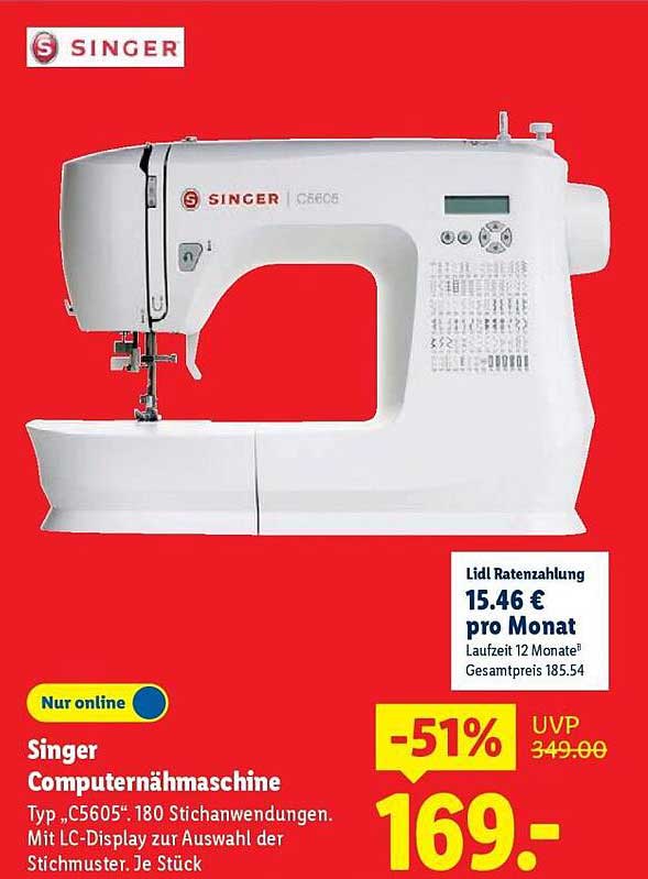 Singer Computernähmaschine Typ 'C5605' - 180 Stichanwendungen