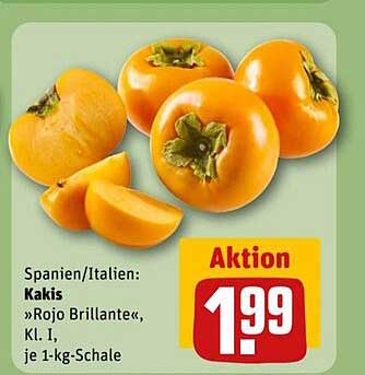 Spanien/Italien: Kakis 'Rojo Brillante', Kl. I, je 1-kg-Schale