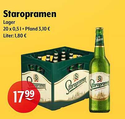 Staropramen Lager 20 x 0,5 l + Pfand 3,10 €