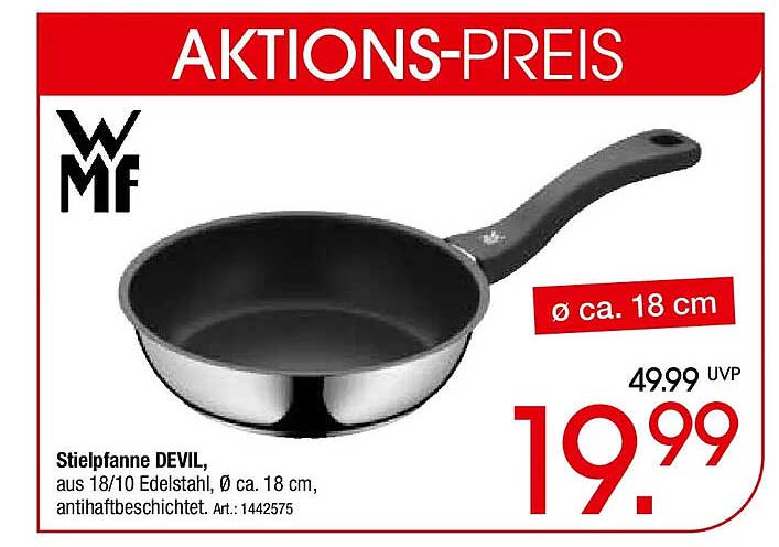 Stielpfanne DEVIL, aus 18/10 Edelstahl, Ø ca. 18 cm, antihaftbeschichtet.