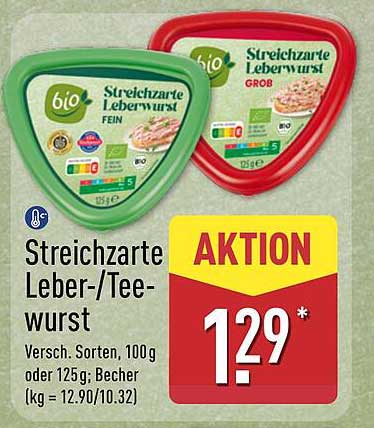 Streichzarte Leber-/Teewurst 100g oder 125g Becher