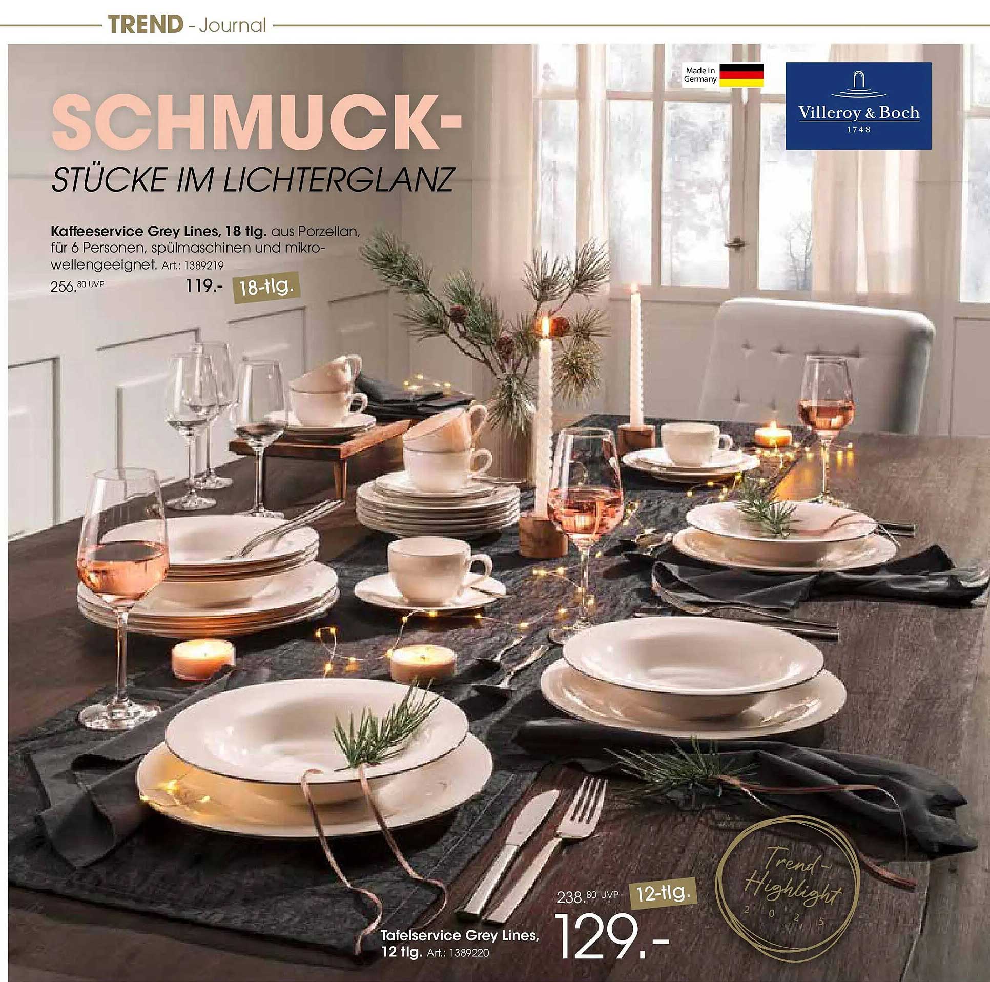 Tafelservice Grey Lines, 12 tlg.