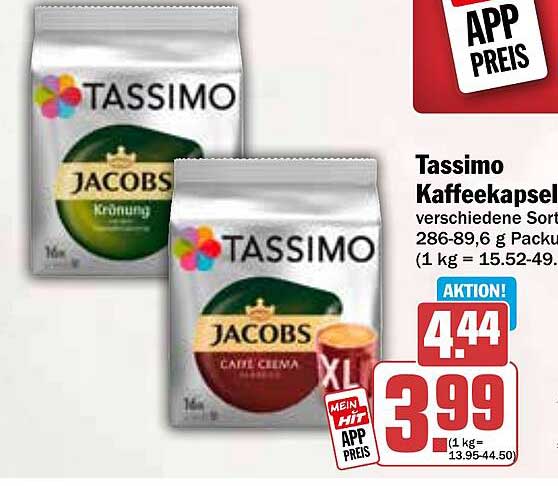 Tassimo Kaffeekapseln - Verschiedene Sorten