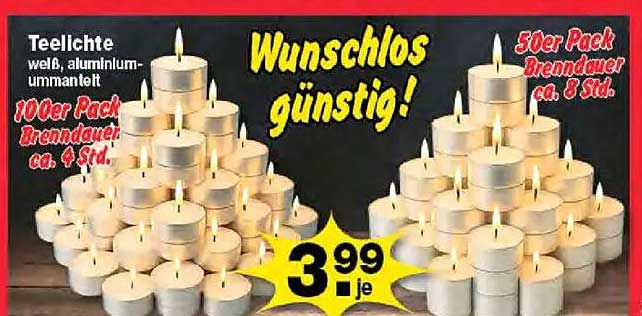 Teelichte weiß, aluminium-ummantelt – Wunschlos günstig!