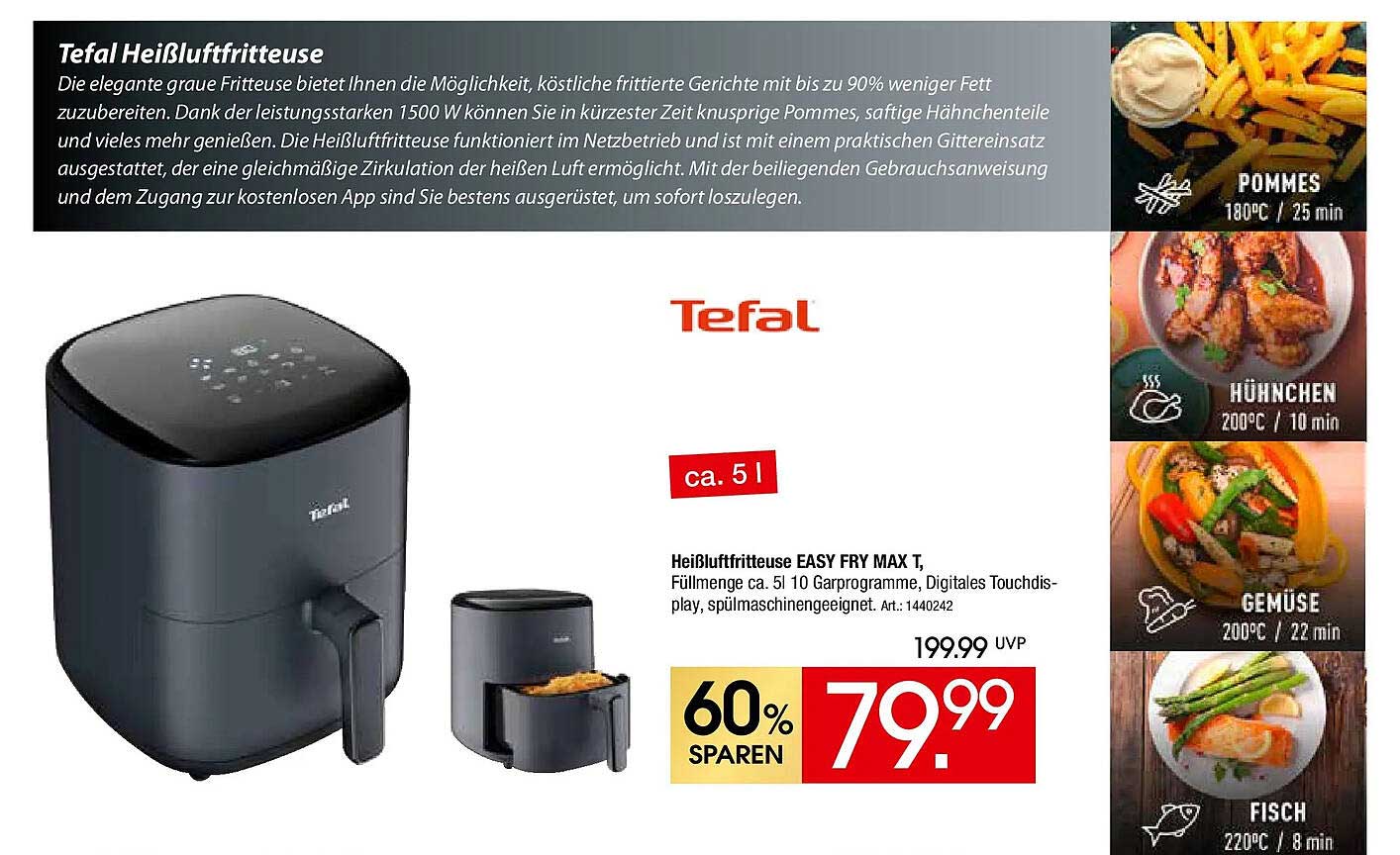 Tefal Heißluftfritteuse EASY FRY MAX T, 5l