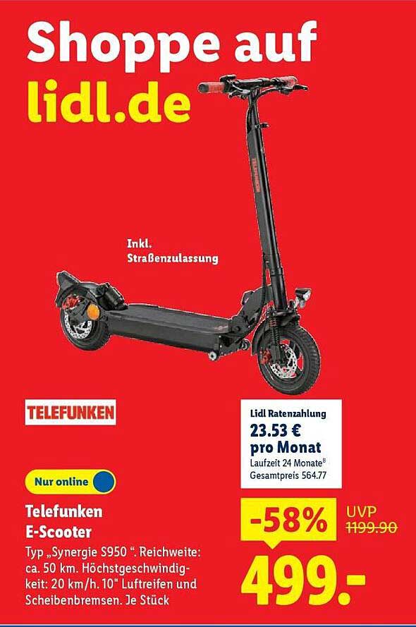 Telefunken E-Scooter Typ 'Synergie S950' - 58% reduziert!