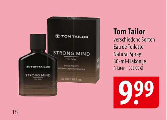 Tom Tailor Strong Mind Eau de Toilette für ihn 30 ml