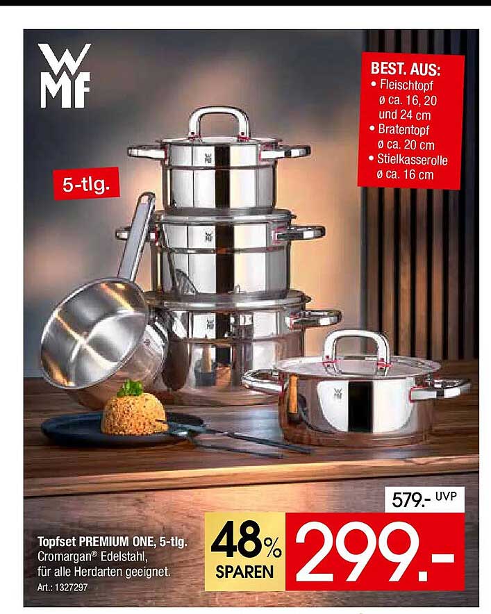 Topfset PREMIUM ONE, 5-tlg. Cromargan® Edelstahl, für alle Herdarten geeignet