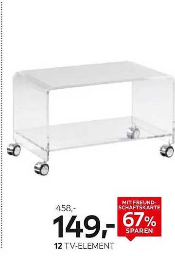 Transparente TV-Konsole mit Rollen - Jetzt sparen!