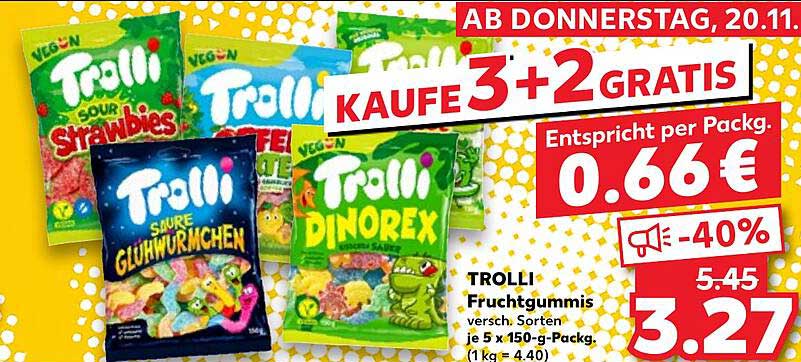 TROLLI Fruchtgummis - Kaufe 3 + 2 gratis!