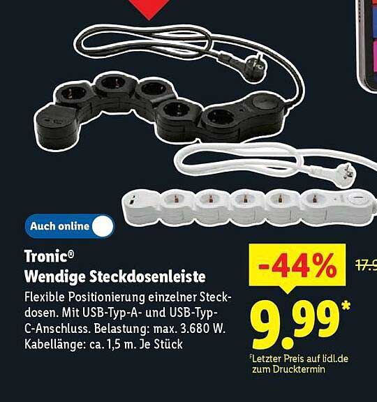 Tronic® Wendige Steckdosenleiste