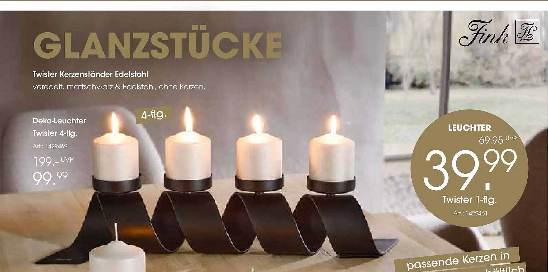 Twister Kerzenständer Edelstahl 4-flg.