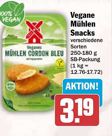 Vegane Mühlen Snacks - verschiedene Sorten