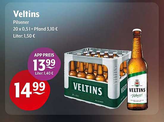 Veltins Pilsener 20 x 0,5 L für 14,99 €