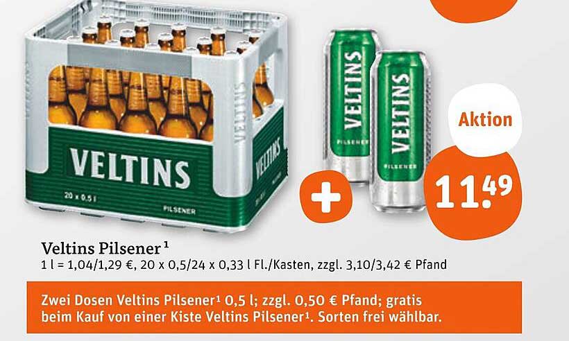 Veltins Pilsener – 20 x 0,5 l Kasten