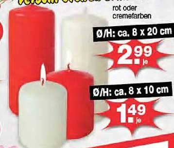 Vielseitige Stumpenkerzen in Rot oder Cremfarben