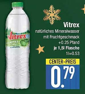 Vitrex natürliches Mineralwasser mit Fruchtgeschmack 1,5l Flasche