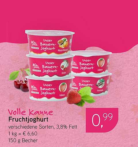 Volle Kanne Fruchtjoghurt 150 g – verschiedene Sorten, 3,8 % Fett