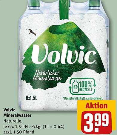 Volvic Mineralwasser Naturelle, je 6 x 1,5 l-Fl.-Pckg.