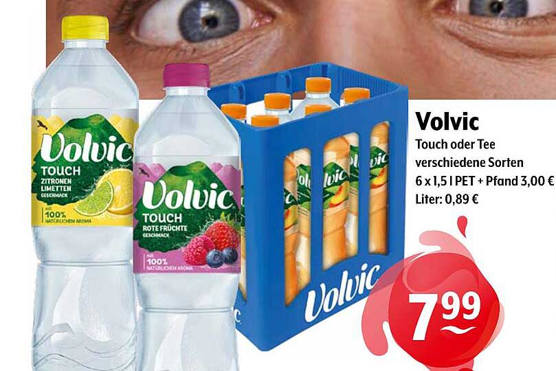 Volvic Touch oder Tee verschiedene Sorten 6 x 1,5 l PET + Pfand