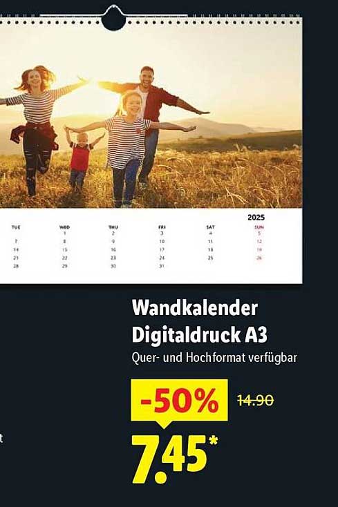 Wandkalender Digitaldruck A3 - 50% reduziert