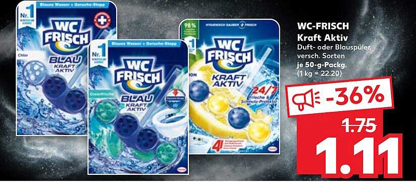 WC-FRisch Kraft Aktiv – Duft- oder Blaspüler, verschiedene Sorten, je 50-g-Pack.