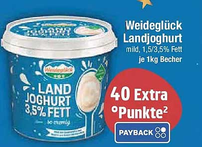 Weideglück Landjoghurt mild 1,5/3,5% Fett je 1kg Becher