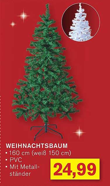 WEIHNACHTSBAUM 160 cm (weiß 150 cm) mit Metallständer