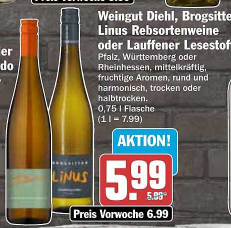Weingut Diehl, Brogsitter Linus Rebsortenweine oder Lauffener Lesestoff