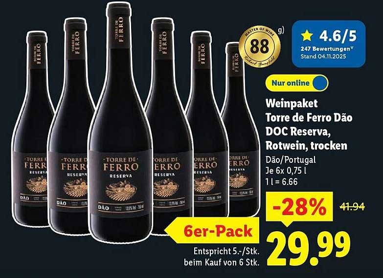 Weinpaket Torre de Ferro Dão DOC Reserva, Rotwein, trocken