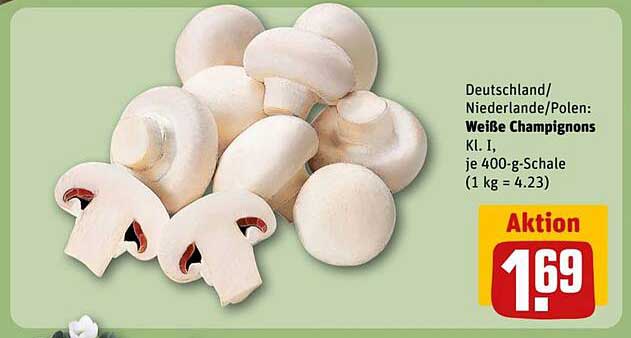 Weiße Champignons KL. I, je 400-g-Schale