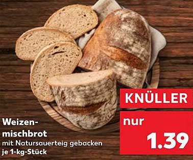 Weizenmischbrot mit Natursauerteig gebacken je 1-kg-Stück