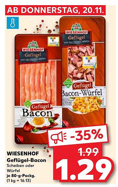 WIESENHOF Geflügel-Bacon Scheiben oder Würfel je 80-g-Pack.