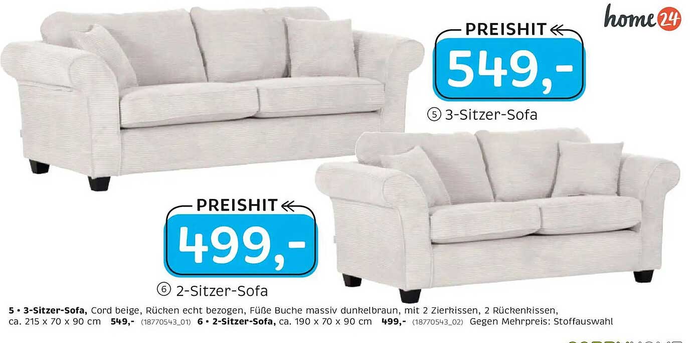 XXXLutz 2-Sitzer-Sofa und 3-Sitzer-Sofa im Angebot