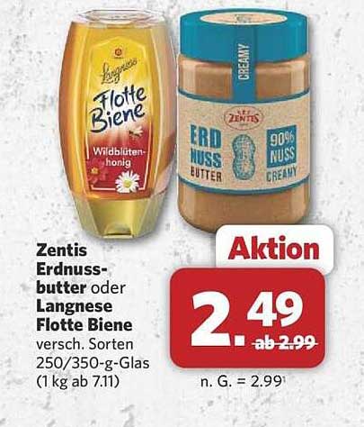 Zentis Erdnussbutter oder Langnese Flotte Biene