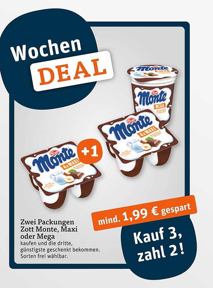 Zott Monte Wochen-Deal: Kauf 3, zahl 2!