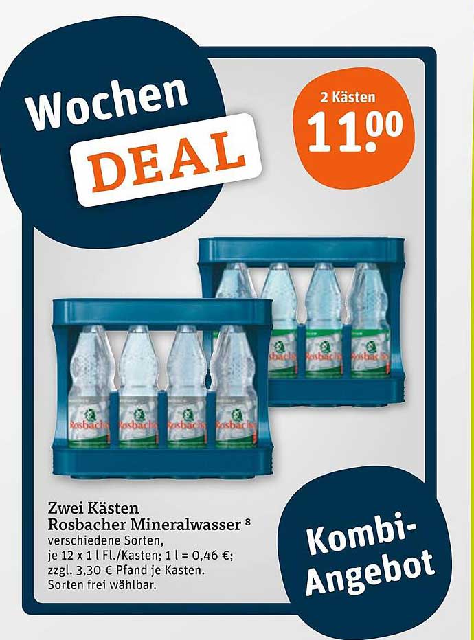 Zwei Kästen Rosbacher Mineralwasser