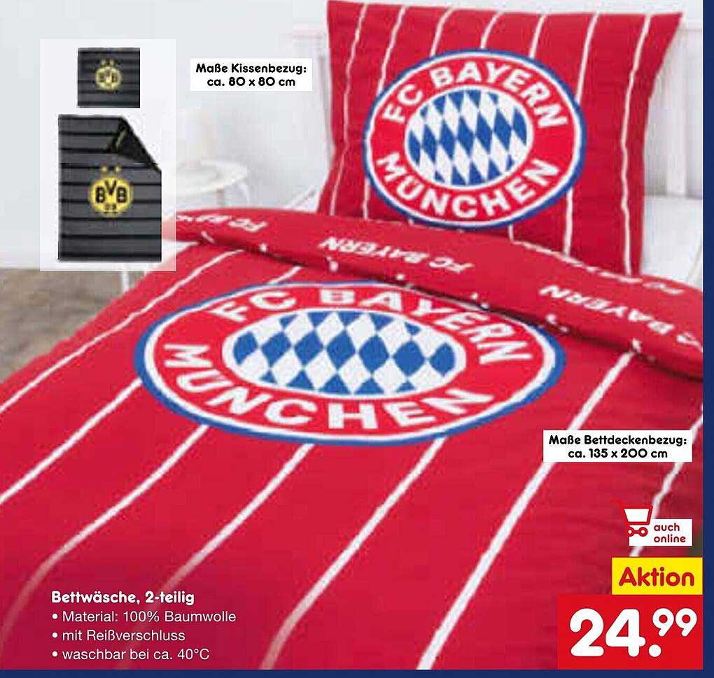 Bettwäsche, 2-teilig für FC Bayern München Fans