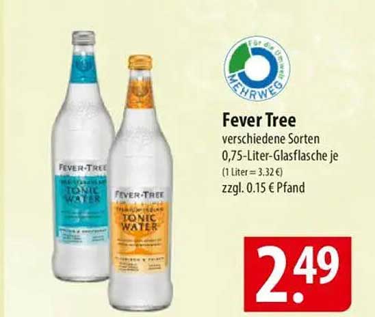 Fever Tree verschiedene Sorten 0,75-Liter-Glasflasche je