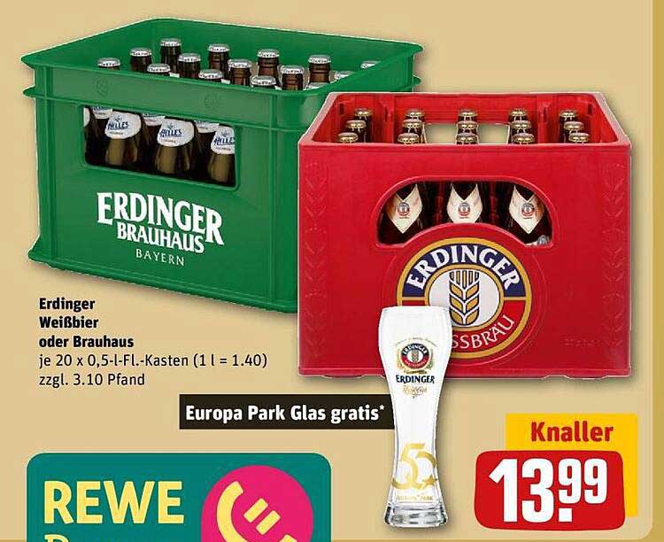 Erdinger Weißbier oder Brauhaus - 20 x 0,5-Liter-Kasten