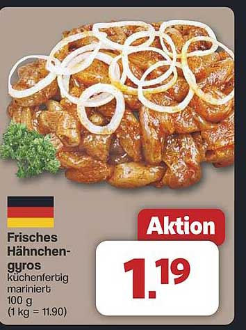 Frisches Hühnchen-Gyros mariniert, 100 g