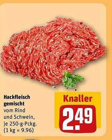 Hackfleisch Gemischt Vom Rind Und Schwein, Je 250-G-Pckg. Angebot bei REWE